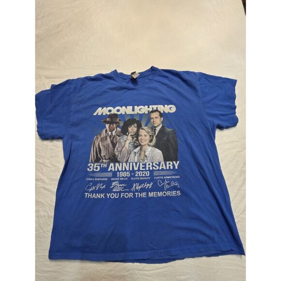 Moonlighting Vintage Bruce Willis Promo Short Sleeve Blue T-Shirt Men's Size Xl - Picture 1 of 4